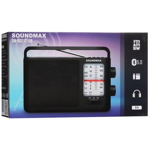Купить Радиоприемник Soundmax SM-RD2121UB черный  9063224. Характеристики, отзывы и цены в Донецке