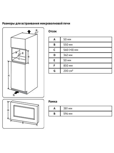 Купить Встраиваемая микроволновая печь Samsung MS20A7013AT серебристый  5087888. Характеристики, отзывы и цены в Донецке