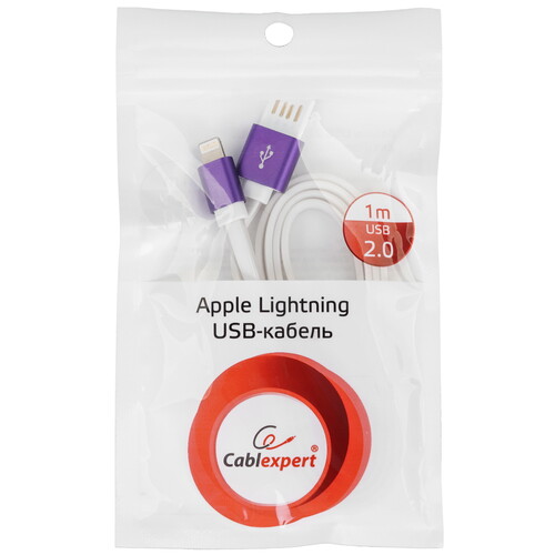 Купить Кабель плоский Cablexpert Lightning 8-pin - USB 2.0 Type-A белый 1 м  5485433. Характеристики, отзывы и цены в Донецке