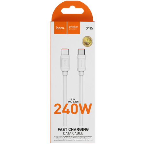 Купить Кабель круглый Hoco USB Type-C - USB Type-C белый 1 м  5635395. Характеристики, отзывы и цены в Донецке