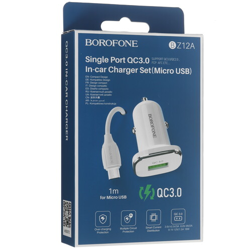 Купить Автомобильное ЗУ Borofone BZ12A белый  5473104. Характеристики, отзывы и цены в Донецке