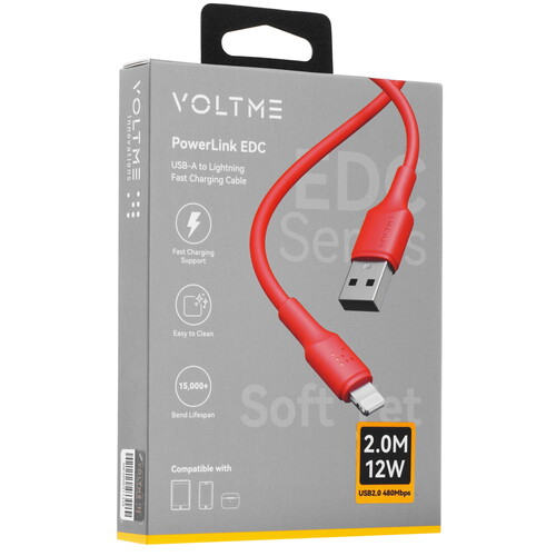 Купить Кабель круглый VOLTME Lightning 8-pin - USB 2.0 Type-A красный 2 м  9210867. Характеристики, отзывы и цены в Донецке