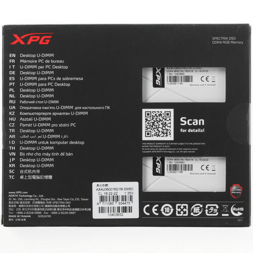 Купить Оперативная память ADATA XPG SPECTRIX D50 RGB [AX4U360016G18I-DW50] 32 ГБ  4846986. Характеристики, отзывы и цены в Донецке