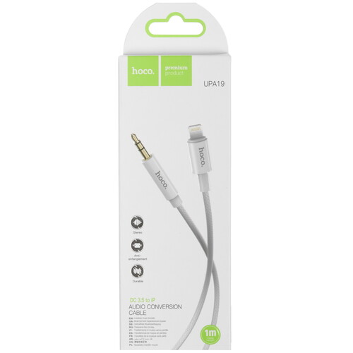 Купить Кабель   Hoco Lightning - jack 3.5 мм серый  5474944. Характеристики, отзывы и цены в Донецке