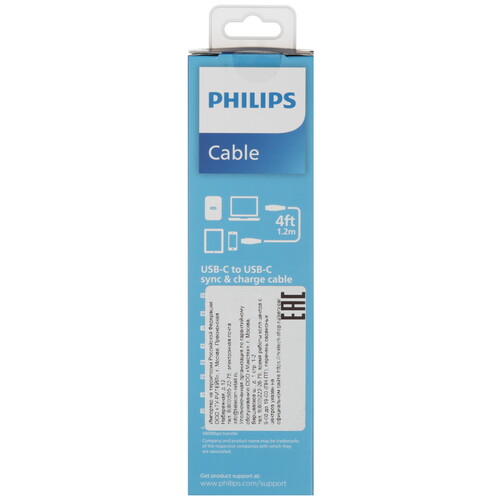 Купить Кабель круглый PHILIPS USB Type-C - USB Type-C синий 1.2 м  5492644. Характеристики, отзывы и цены в Донецке