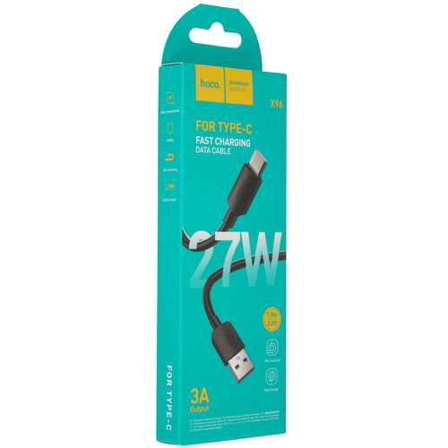 Купить Кабель круглый Hoco USB Type-C - USB 2.0 Type-A черный 1 м  9244501. Характеристики, отзывы и цены в Донецке