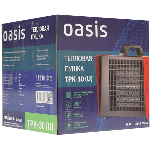 Купить Тепловая пушка электрическая OASIS TPK-30  8192796. Характеристики, отзывы и цены в Донецке