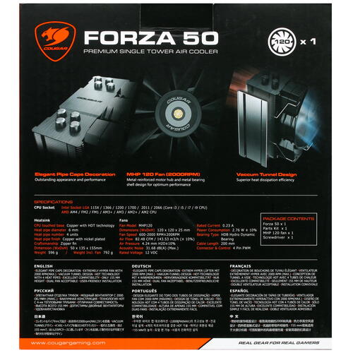 Купить Кулер для процессора Cougar Forza 50  5006860. Характеристики, отзывы и цены в Донецке