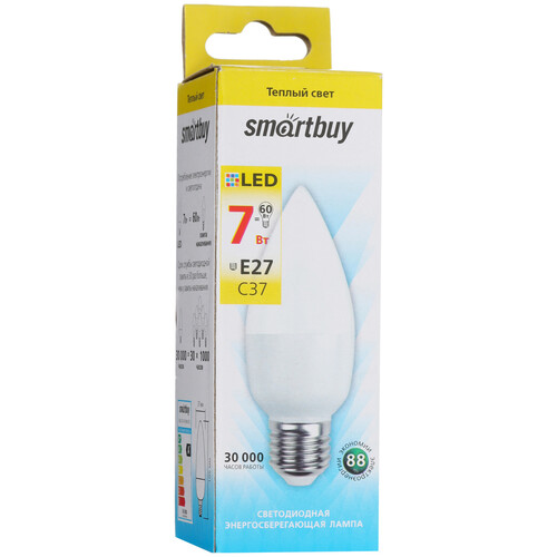 Купить Лампа светодиодная Smartbuy C37-07W/3000/E27  9101622. Характеристики, отзывы и цены в Донецке