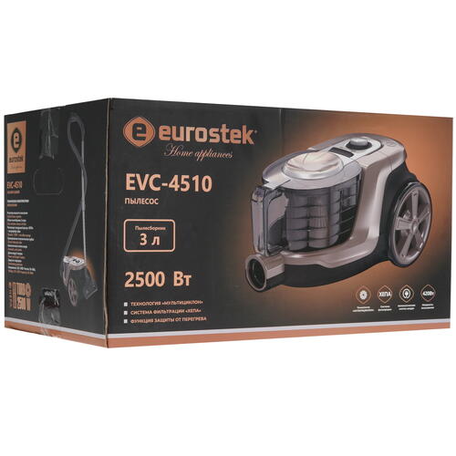 Купить Пылесос Eurostek EVC-4510 коричневый  5340734. Характеристики, отзывы и цены в Донецке