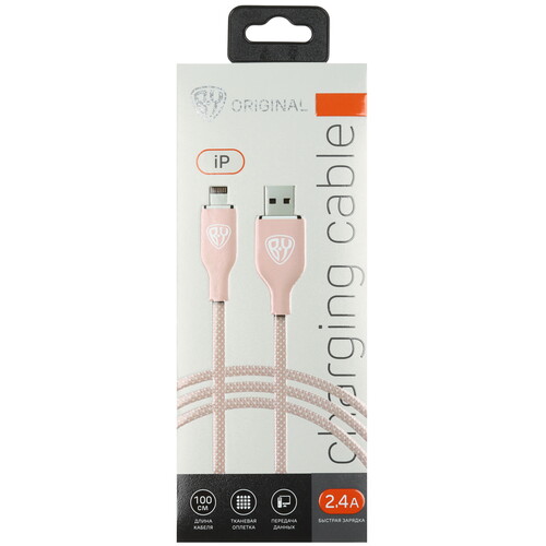 Купить Кабель круглый BY Lightning 8-pin - USB 2.0 Type-A розовый 1 м  5482086. Характеристики, отзывы и цены в Донецке