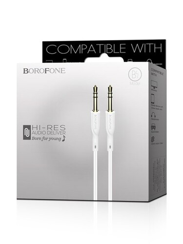 Купить Кабель   Borofone jack 3.5 мм - jack 3.5 мм белый  5474919. Характеристики, отзывы и цены в Донецке
