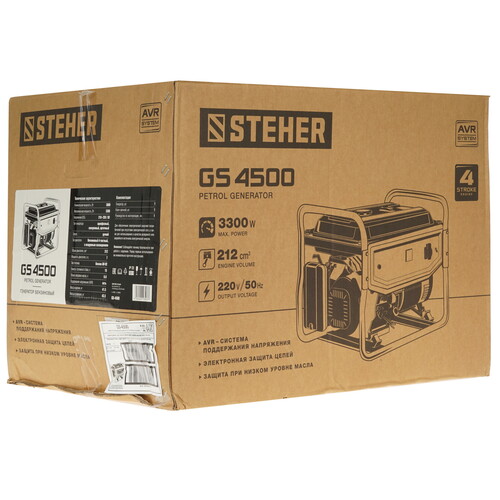 Купить Электрогенератор   бензиновый STEHER GS-4500  5307949. Характеристики, отзывы и цены в Донецке