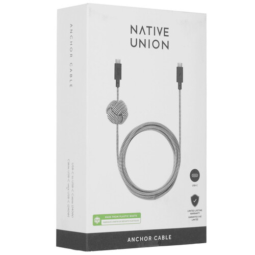 Купить Кабель круглый Native Union USB Type-C - USB Type-C серый 3 м  5466024. Характеристики, отзывы и цены в Донецке
