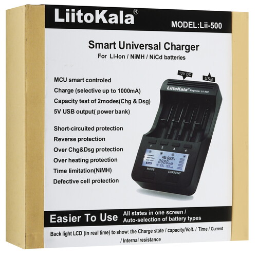Купить Зарядное устройство LiitoKala Lii-500 EU+Carcable  9212371. Характеристики, отзывы и цены в Донецке