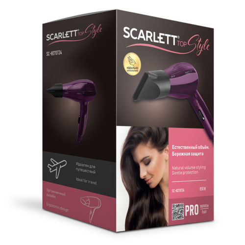 Купить Фен Scarlett SC-HD70T24 фиолетовый/черный  8116549. Характеристики, отзывы и цены в Донецке