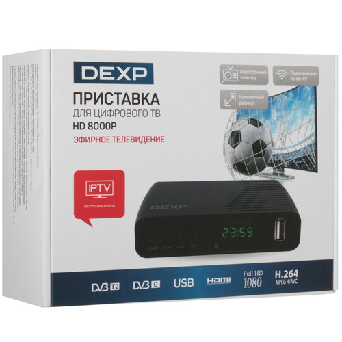 Купить Приставка для цифрового ТВ DEXP HD 8000P черный  5610363. Характеристики, отзывы и цены в Донецке