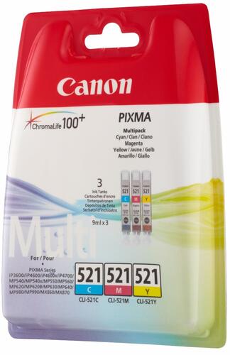 Купить Набор картриджей Canon CLI-521 голубой, желтый, пурпурный  0133895. Характеристики, отзывы и цены в Донецке