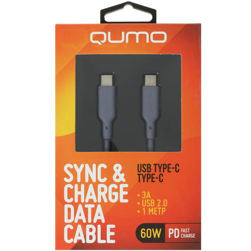 Купить Кабель круглый QUMO USB Type-C - USB Type-C серый 1 м  4850179. Характеристики, отзывы и цены в Донецке