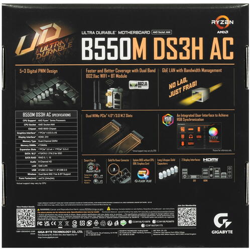 Купить Материнская плата GIGABYTE B550M DS3H AC  5402261. Характеристики, отзывы и цены в Донецке