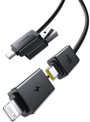 Купить Кабель круглый Baseus Lightning 8-pin, USB Type-C - USB 2.0 Type-A, USB Type-C черный 2 м  5627691. Характеристики, отзывы и цены в Донецке