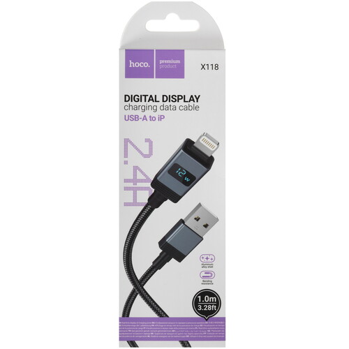 Купить Кабель круглый Hoco Lightning 8-pin - USB 2.0 Type-A черный 1 м  5635305. Характеристики, отзывы и цены в Донецке