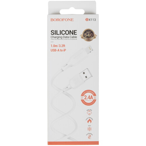 Купить Кабель круглый Borofone Lightning 8-pin - USB 2.0 Type-A белый 1 м  9244380. Характеристики, отзывы и цены в Донецке