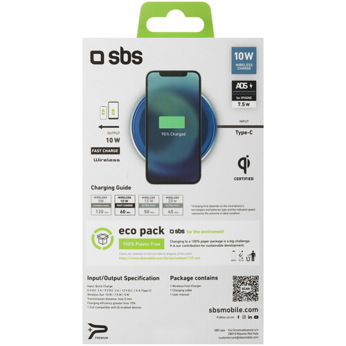 Купить Беспроводное зарядное устройство SBS Wireless Fast Charger 10W синий  5471884. Характеристики, отзывы и цены в Донецке