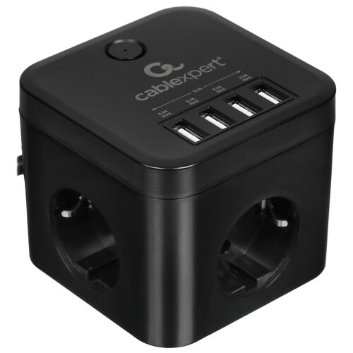 Купить Сетевой фильтр Cablexpert CUBE-3-U4-B-1.5 черный  9154787. Характеристики, отзывы и цены в Донецке