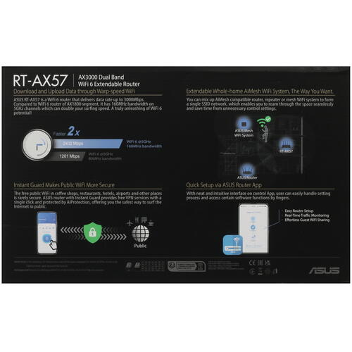 Купить Wi-Fi роутер ASUS RT-AX57  5423174. Характеристики, отзывы и цены в Донецке