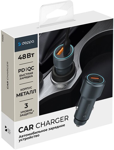 Купить Автомобильное ЗУ DEPPA 11220 серый  9308764. Характеристики, отзывы и цены в Донецке