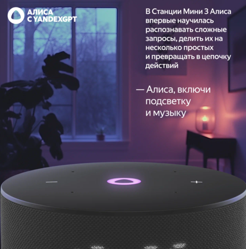 Купить Умная колонка Яндекс Станция Мини 3 черный  5499301. Характеристики, отзывы и цены в Донецке