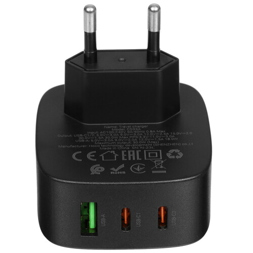 Купить Сетевое зарядное устройство Hoco CS33A черный  5474791. Характеристики, отзывы и цены в Донецке