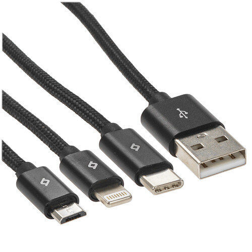 Купить Кабель круглый TTEC Lightning 8-pin, micro USB, USB Type-C - USB 2.0 Type-A черный 1 м  9140790. Характеристики, отзывы и цены в Донецке