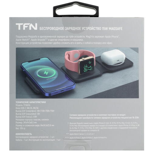 Купить Беспроводное зарядное устройство TFN MagTrio черный  5093546. Характеристики, отзывы и цены в Донецке