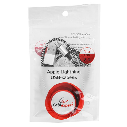 Купить Кабель круглый Cablexpert Lightning 8-pin - USB 2.0 Type-A серебристый 1 м  5485437. Характеристики, отзывы и цены в Донецке