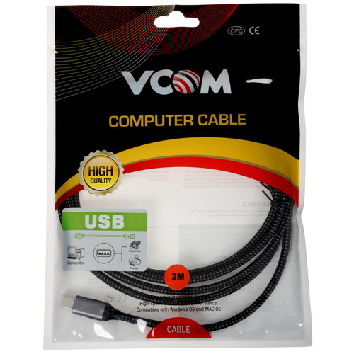 Купить Кабель круглый VCOM USB Type-C - USB 3.2 Gen 2 Type-A черный 2 м  5471486. Характеристики, отзывы и цены в Донецке