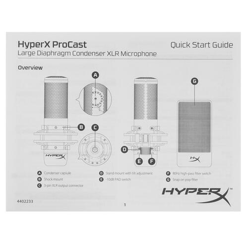 Купить Микрофон HyperX Procast черный  5068909. Характеристики, отзывы и цены в Донецке