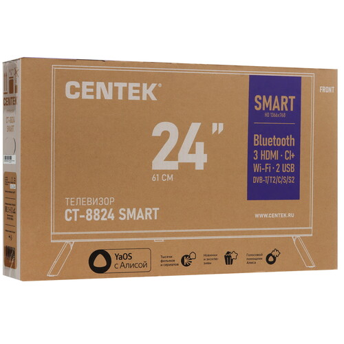 Купить 24" (61 см) Телевизор Centek CT-8824 Smart черный  9138251. Характеристики, отзывы и цены в Донецке