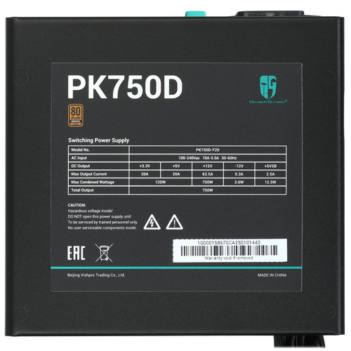 Купить Блок питания DEEPCOOL GamerStorm PK750D [R-PK750D-FA0B-WGEU] черный  5620652. Характеристики, отзывы и цены в Донецке