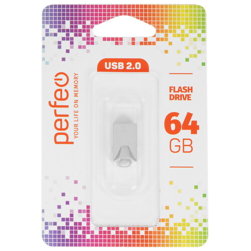Купить Память USB Flash 64 ГБ Perfeo M10 Metal Series [PF-M10MS064]  9209269. Характеристики, отзывы и цены в Донецке
