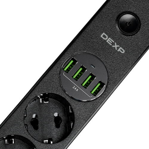 Купить Сетевой фильтр DEXP Home&Office H003OB черный  5404439. Характеристики, отзывы и цены в Донецке