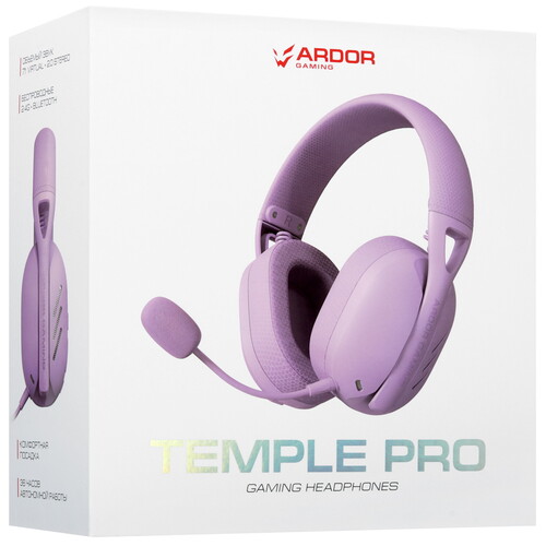 Купить Беспроводные/проводные наушники ARDOR GAMING Temple PRO фиолетовый 2024  9082037. Характеристики, отзывы и цены в Донецке
