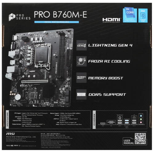 Купить Материнская плата MSI PRO B760M-E  5432699. Характеристики, отзывы и цены в Донецке