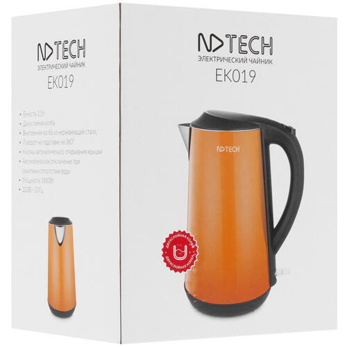 Купить Электрочайник NDTech EK019 оранжевый  8190948. Характеристики, отзывы и цены в Донецке