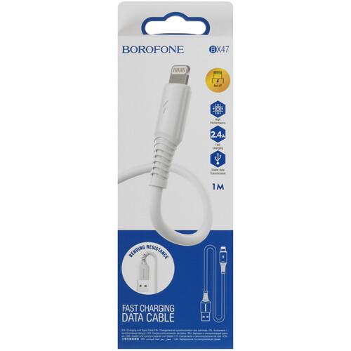 Купить Кабель круглый Borofone Lightning 8-pin - USB 2.0 Type-A белый 1 м  5475090. Характеристики, отзывы и цены в Донецке