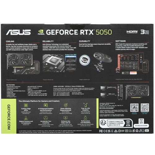 Купить Видеокарта ASUS GeForce RTX 5050 DUAL OC [DUAL-RTX5050-O8G]  5636371. Характеристики, отзывы и цены в Донецке