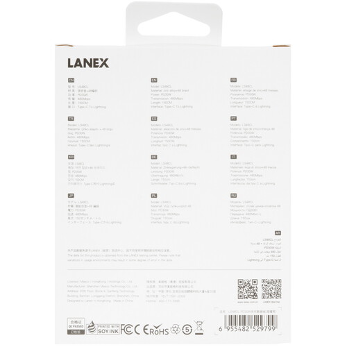 Купить Кабель круглый LANEX Lightning 8-pin - USB Type-C черный 1.5 м  9280477. Характеристики, отзывы и цены в Донецке