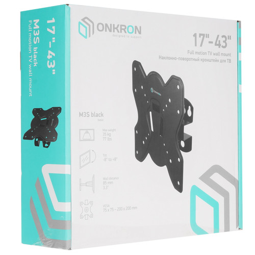 Купить Кронштейн для ТВ ONKRON M3S черный  4830313. Характеристики, отзывы и цены в Донецке