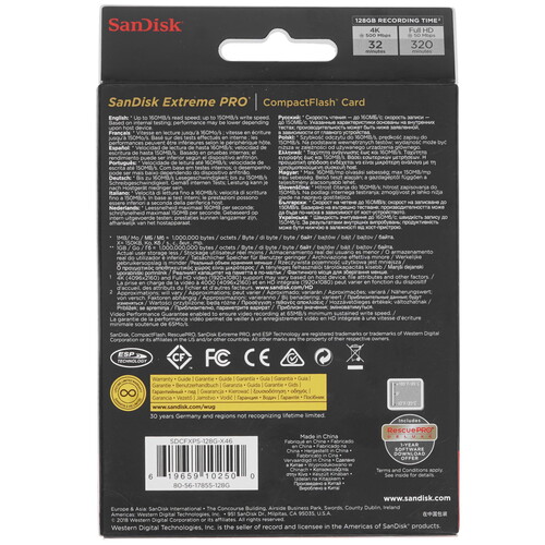 Купить Карта памяти SanDisk Extreme Pro CF (Compact Flash) 128 ГБ  4723568. Характеристики, отзывы и цены в Донецке